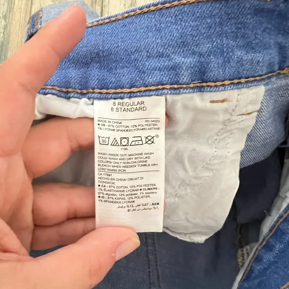 Old Navy Womens‎ Boyfriend Cuffed Jeans Sz 8 Classic Hemmed Retro Everyday Den
